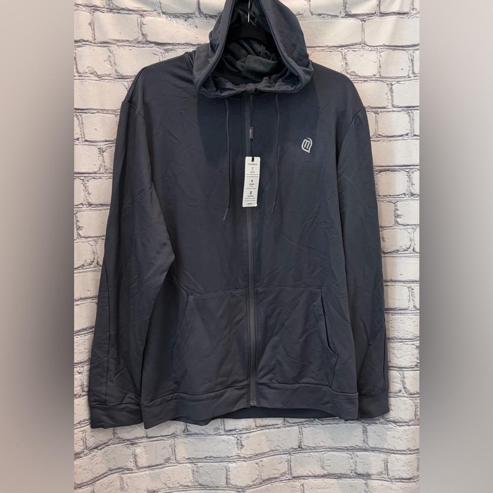 Veboon Size:L Men’s Hoodie Zip Up Pockets Dark Gray Lightweight